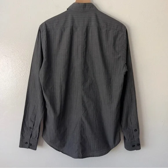 Theory Striped Button Down Long Sleeve Cotton Shirt - Picture 2 of 5